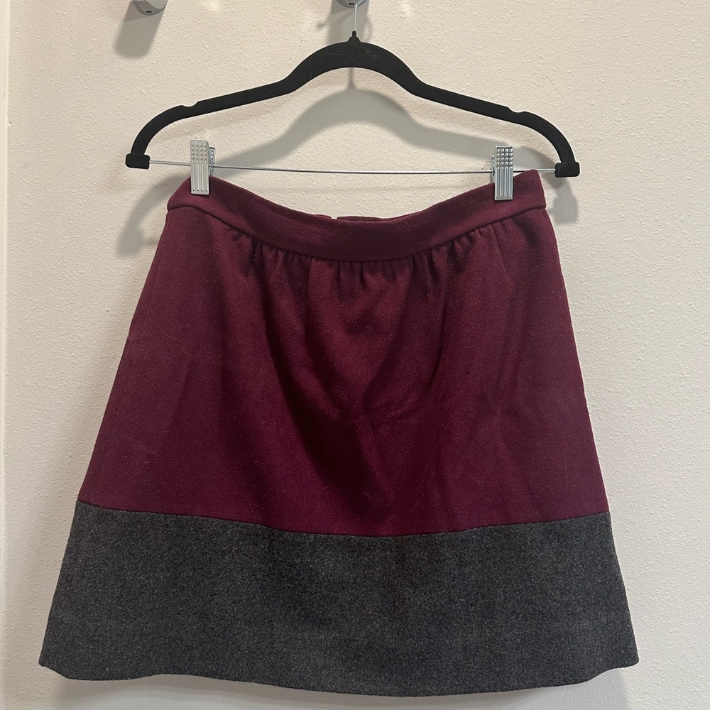 GUC J. Crew Color-block Wool Skirt in Maroon & Grey Size 4